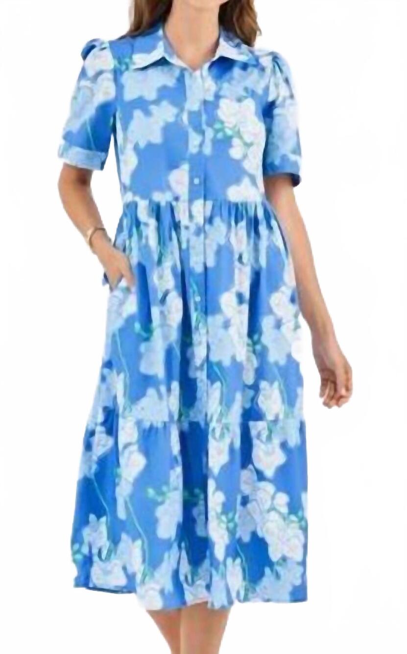 NEW MARY SQUARE jema orchid reverie midi dress in blue